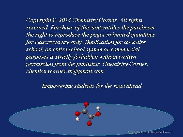 Copyright © 2014 Chemistry Corner. All rights reserved. Purchase of this unit entitles the