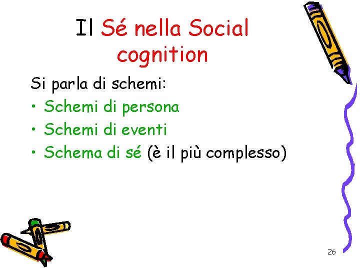 Il Sé nella Social cognition Si parla di schemi: • Schemi di persona •