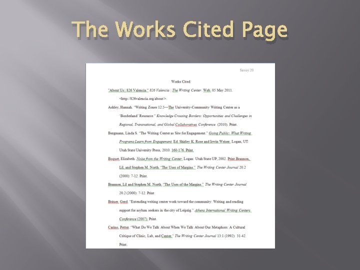 The Works Cited Page 