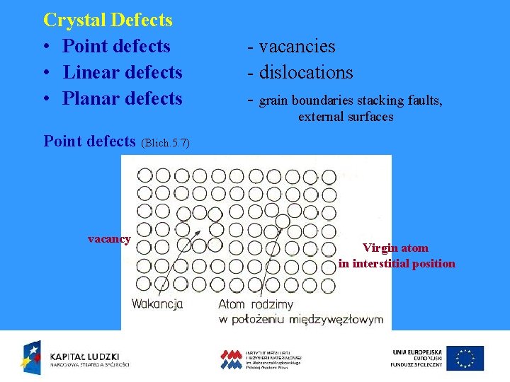Crystal Defects • Point defects • Linear defects • Planar defects - vacancies -