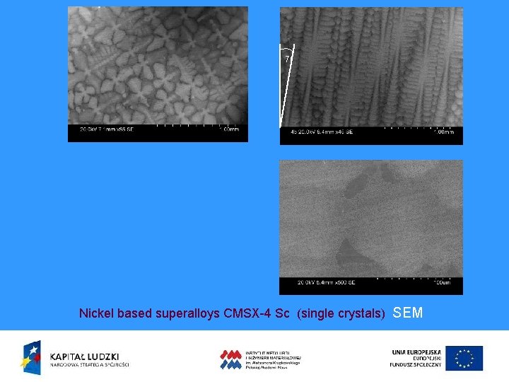 7 o Nickel based superalloys CMSX-4 Sc (single crystals) SEM 