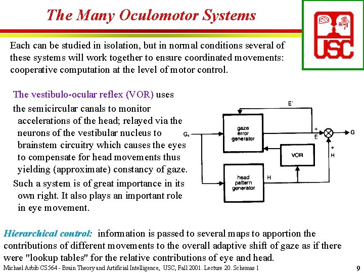 The Many Oculomotor Systems Each can be studied in isolation, but in normal conditions