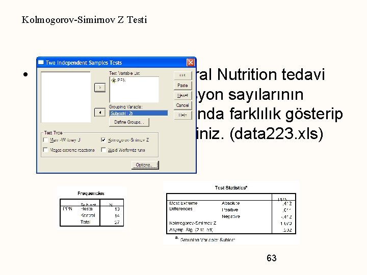 Kolmogorov-Simirnov Z Testi • Perioperative Parenteral Nutrition tedavi yönteminde komplikasyon sayılarının hasta ve kontrol