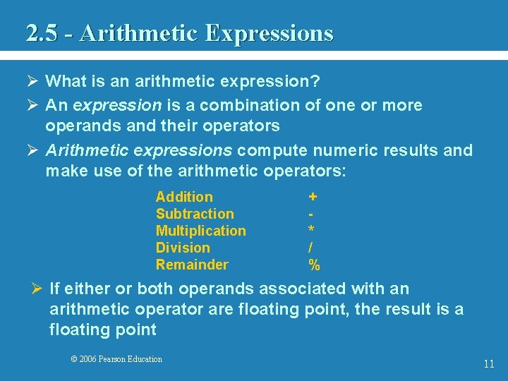 2. 5 - Arithmetic Expressions Ø What is an arithmetic expression? Ø An expression