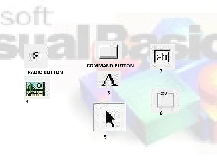 COMMAND BUTTON RADIO BUTTON 7 3 4 6 5 