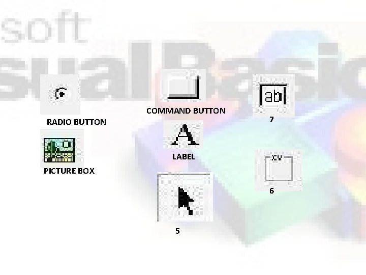 COMMAND BUTTON RADIO BUTTON 7 LABEL PICTURE BOX 6 5 