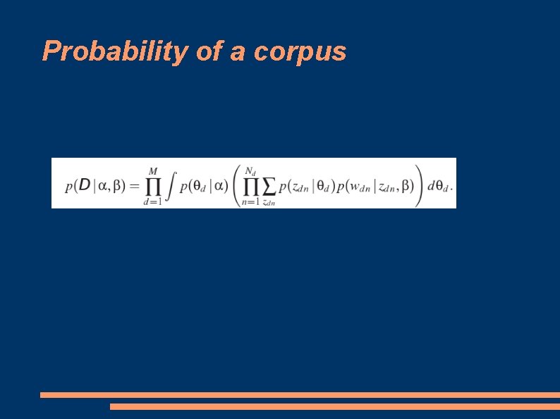 Probability of a corpus 