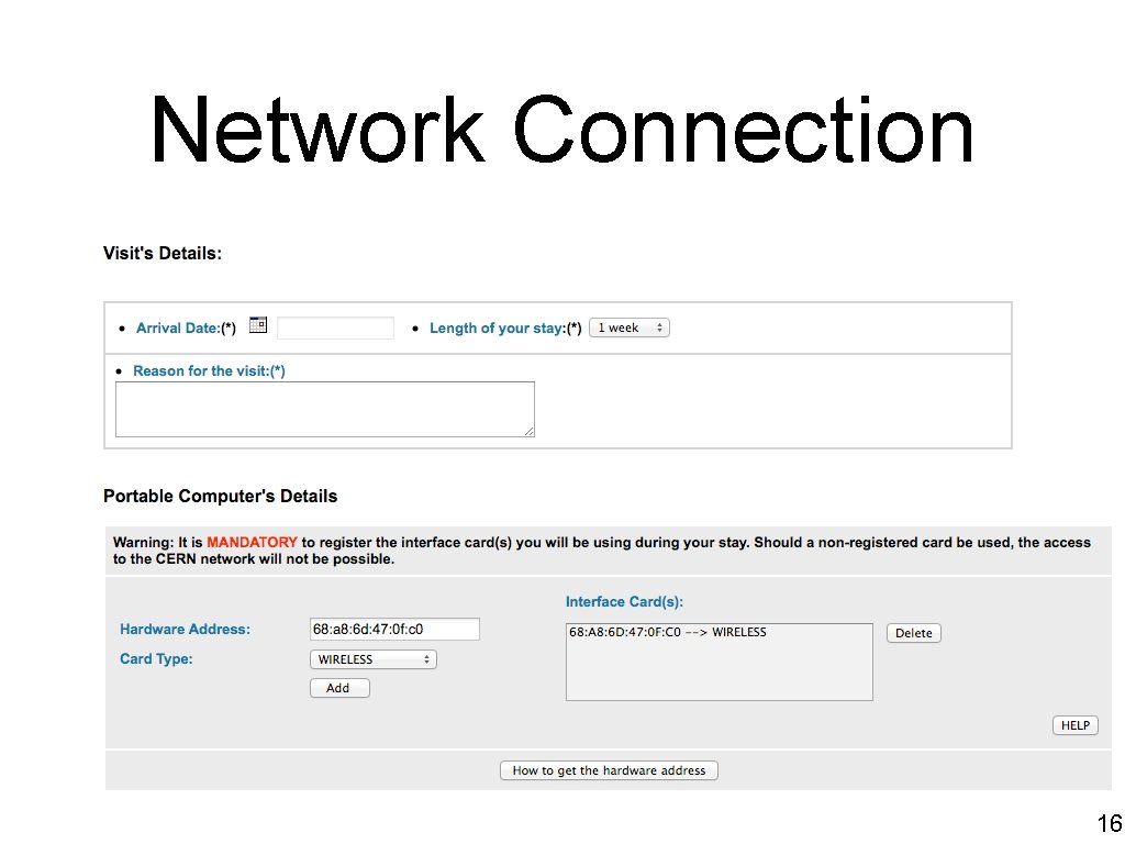 Network Connection 16 