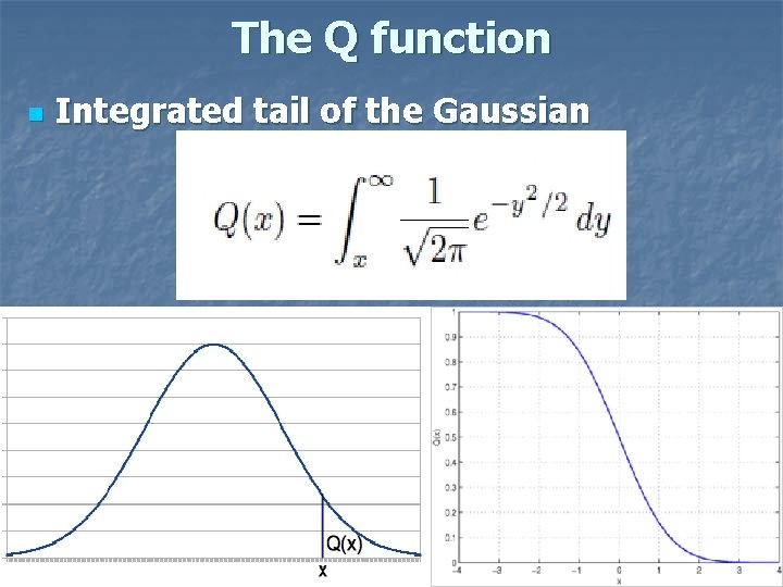 The Q function n Integrated tail of the Gaussian 