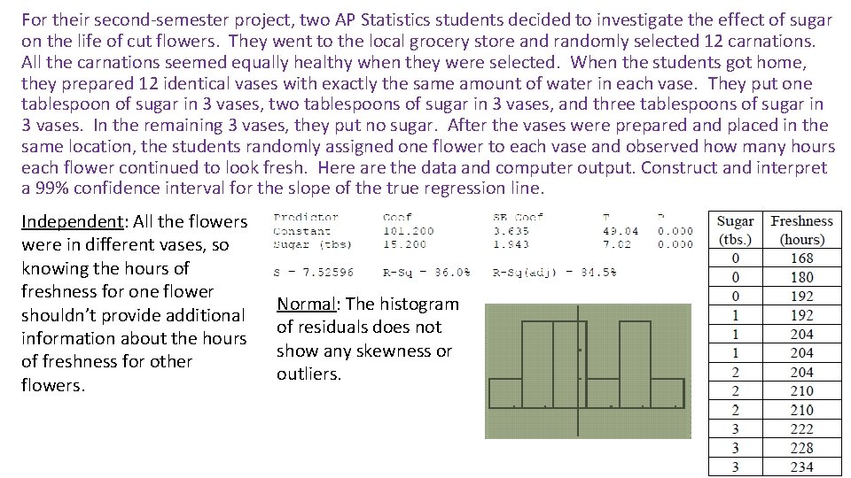 For their second-semester project, two AP Statistics students decided to investigate the effect of For their second-semester project, two AP Statistics students decided to investigate the effect of