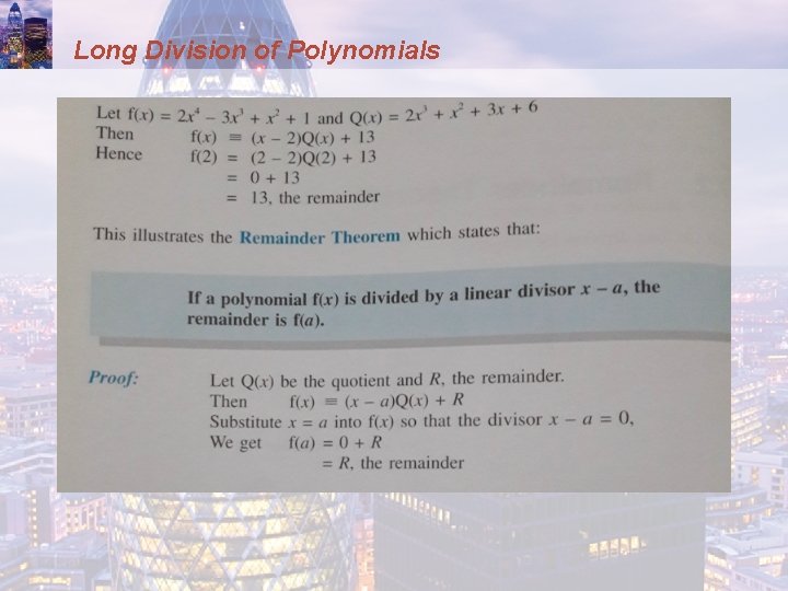 Long Division of Polynomials 