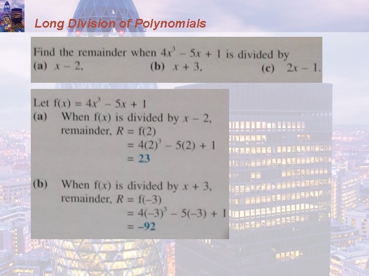 Long Division of Polynomials 