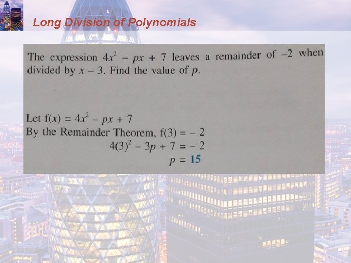 Long Division of Polynomials 