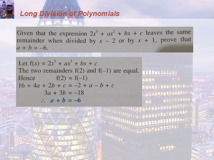 Long Division of Polynomials 