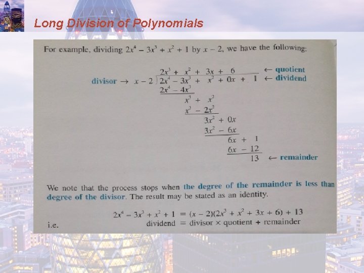 Long Division of Polynomials 