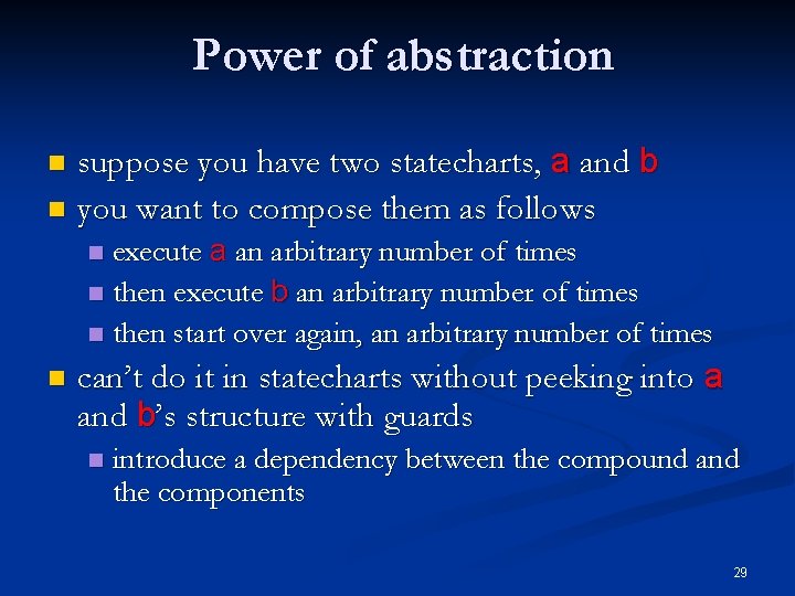 Power of abstraction suppose you have two statecharts, a and b n you want