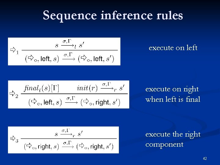 Sequence inference rules execute on left execute on right when left is final execute