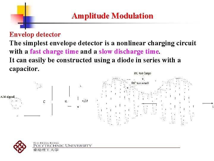 Amplitude Modulation Envelop detector The simplest envelope detector is a nonlinear charging circuit with
