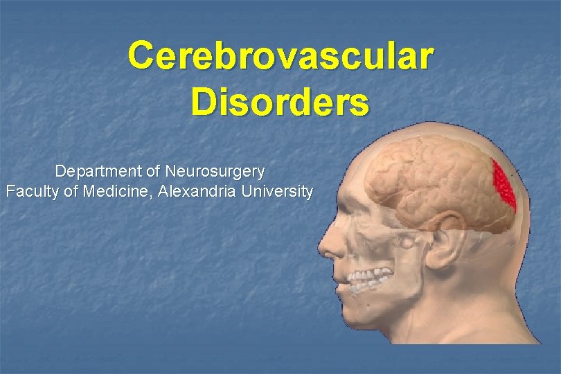 Cerebrovascular Disorders Department of Neurosurgery Faculty of Medicine, Alexandria University 