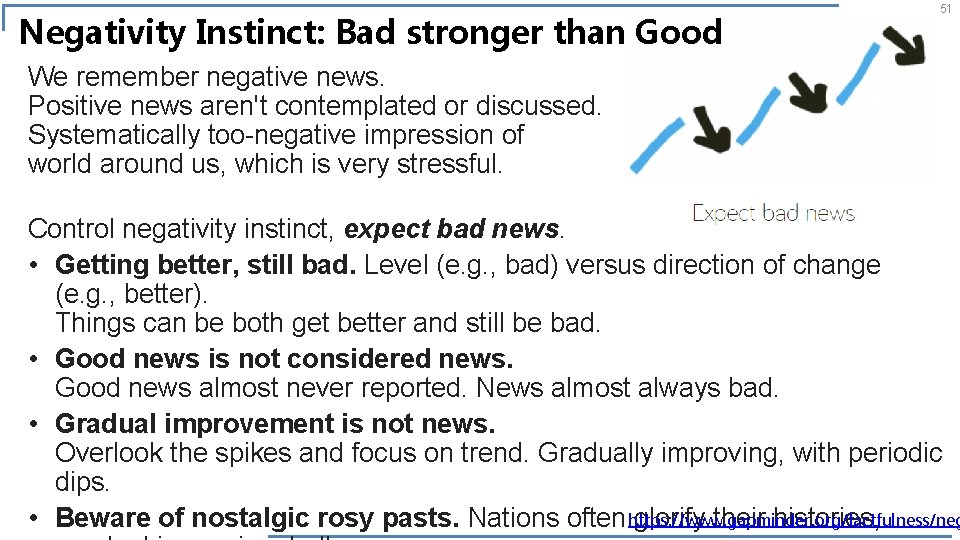 Negativity Instinct: Bad stronger than Good 51 We remember negative news. Positive news aren't