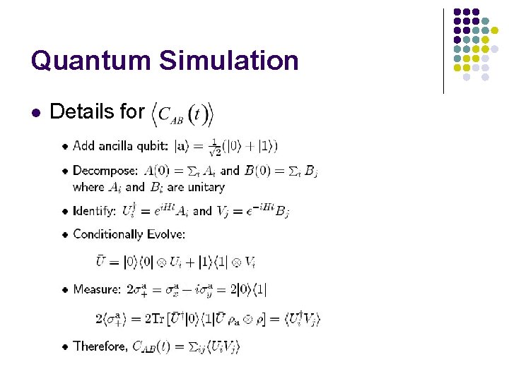 Quantum Simulation l Details for 