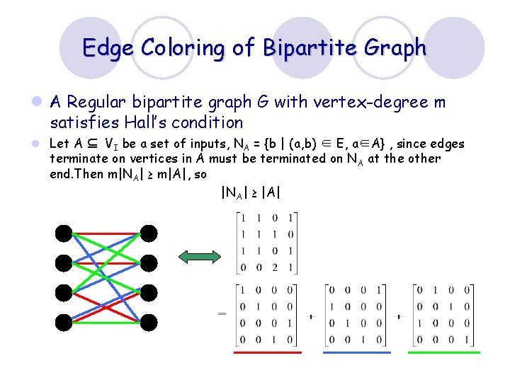 Edge Coloring of Bipartite Graph l A Regular bipartite graph G with vertex-degree m
