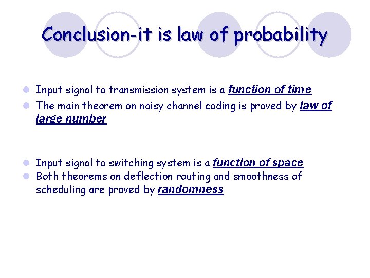 Conclusion-it is law of probability l Input signal to transmission system is a function