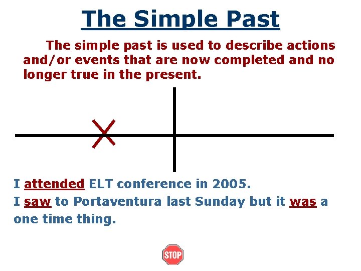 The Simple Past The simple past is used to describe actions and/or events that