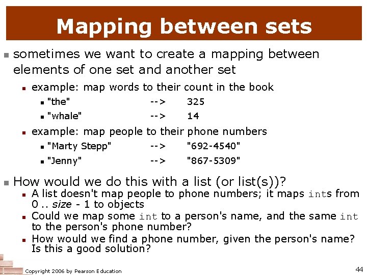 Mapping between sets n sometimes we want to create a mapping between elements of