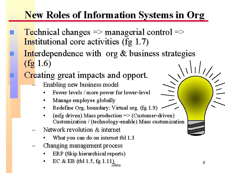 New Roles of Information Systems in Org n n n Technical changes => managerial New Roles of Information Systems in Org n n n Technical changes => managerial