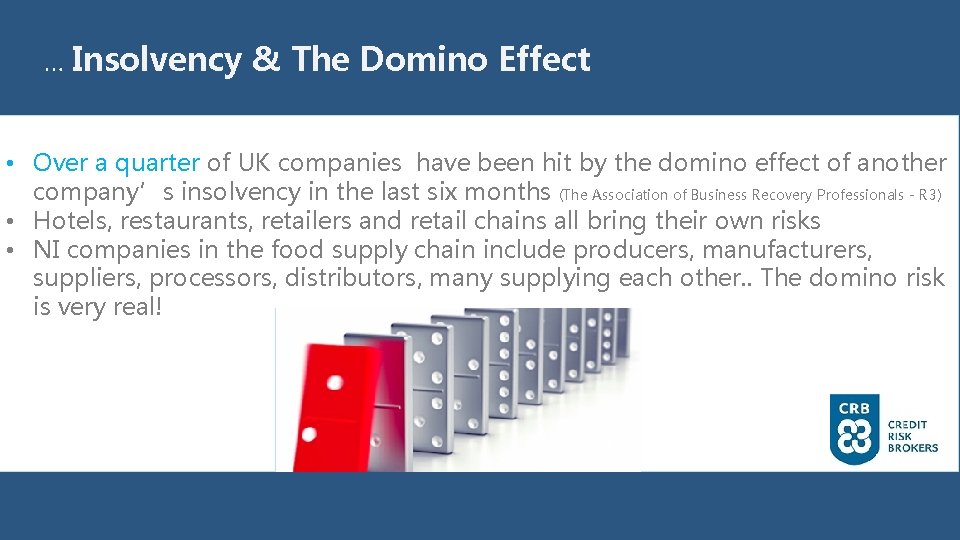 … Insolvency & The Domino Effect • Over a quarter of UK companies have