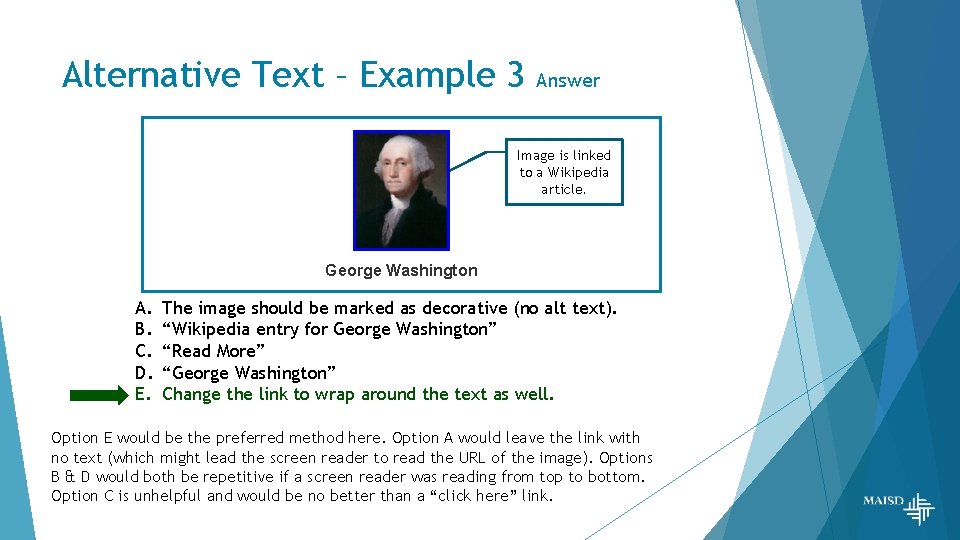 Alternative Text – Example 3 Answer Image is linked to a Wikipedia article. George