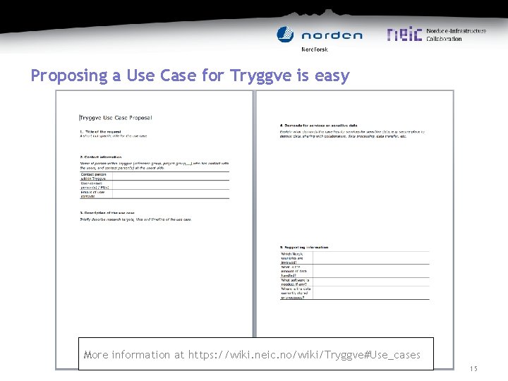 Proposing a Use Case for Tryggve is easy More information at https: //wiki. neic.
