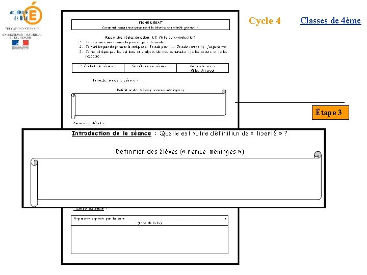 Cycle 4 Classes de 4ème Étape 3 