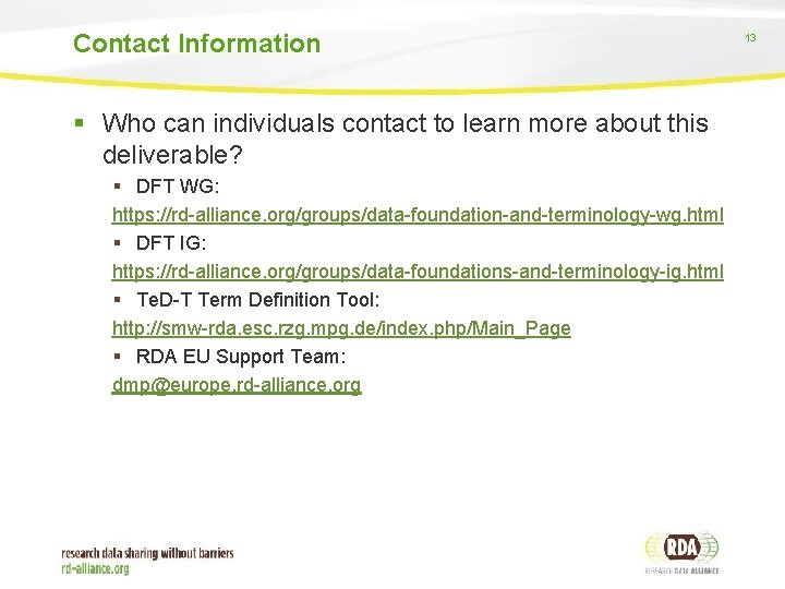 Contact Information § Who can individuals contact to learn more about this deliverable? §