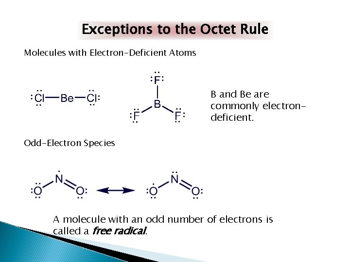 Exceptions to the Octet Rule Molecules with Electron-Deficient Atoms B and Be are commonly