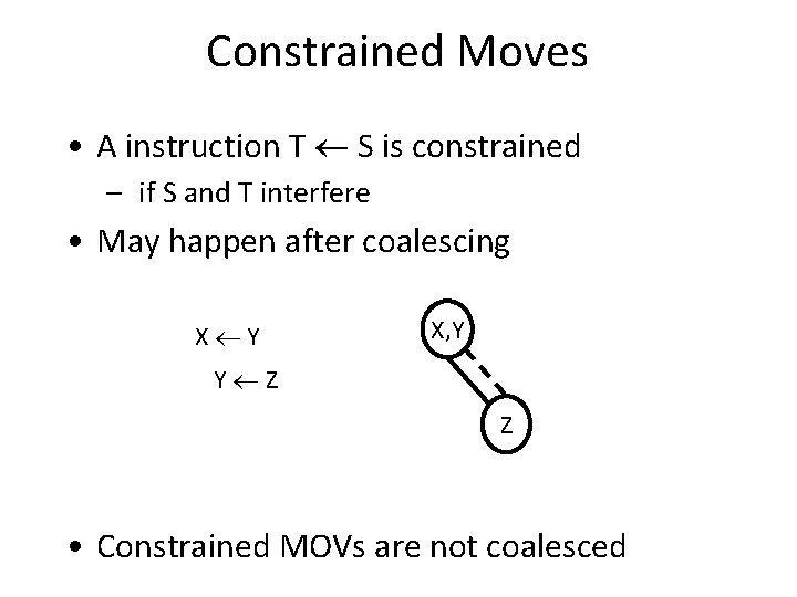 Constrained Moves • A instruction T S is constrained – if S and T