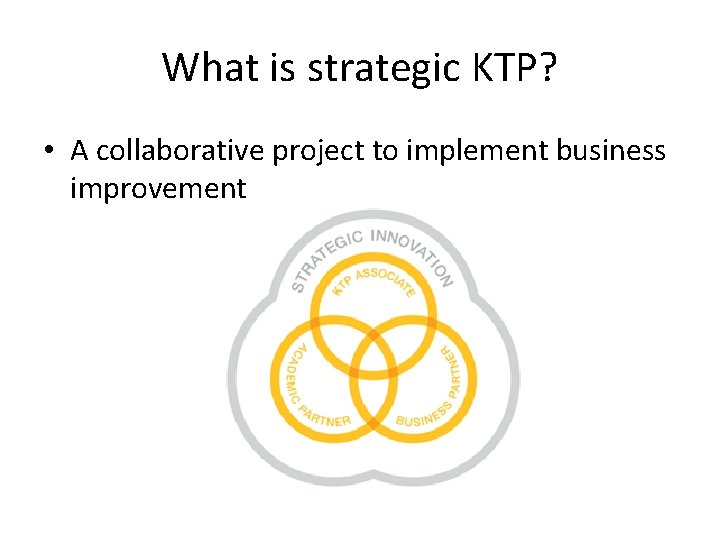 What is strategic KTP? • A collaborative project to implement business improvement 