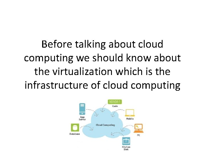 Before talking about cloud computing we should know about the virtualization which is the