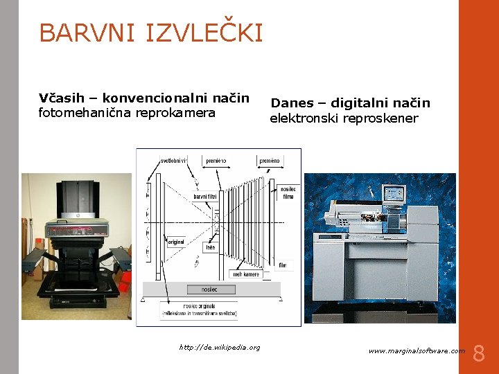 BARVNI IZVLEČKI Včasih – konvencionalni način fotomehanična reprokamera http: //de. wikipedia. org Danes –