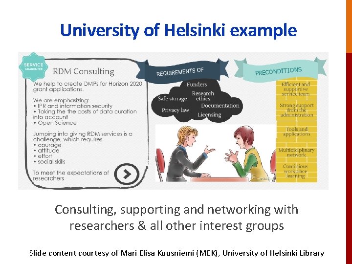 University of Helsinki example Consulting, supporting and networking with researchers & all other interest