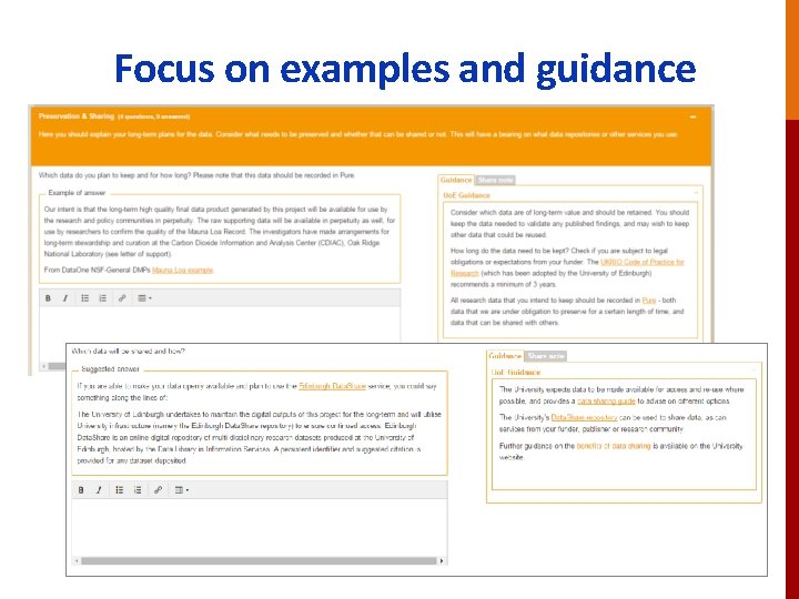 Focus on examples and guidance 