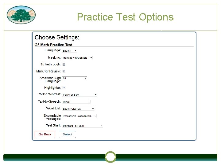 Practice Test Options 