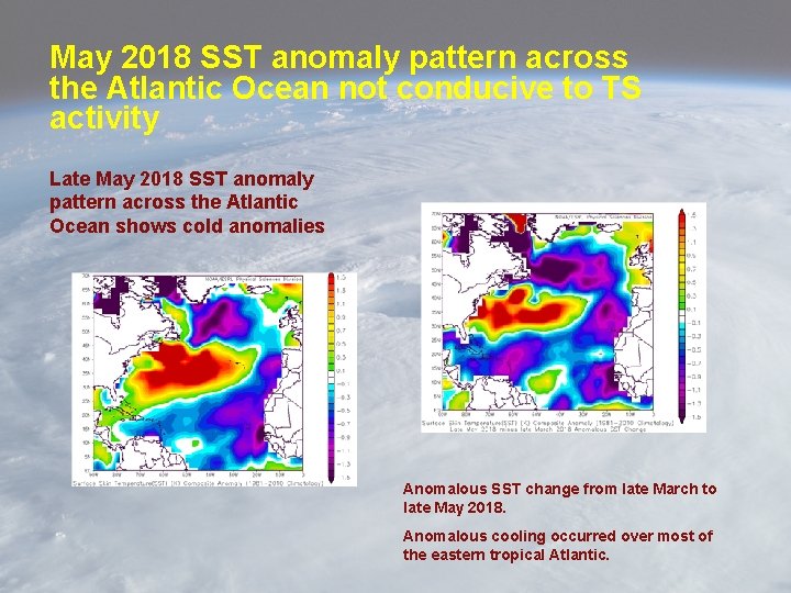 May 2018 SST anomaly pattern across the Atlantic Ocean not conducive to TS activity