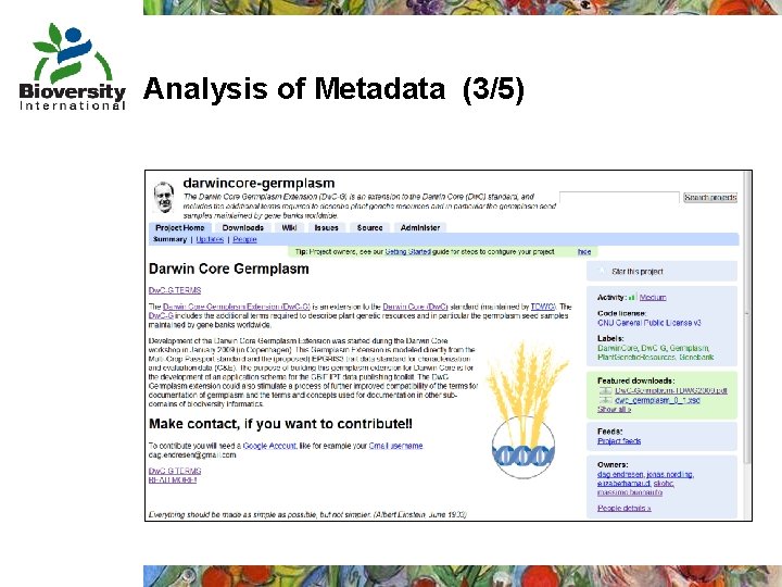 Analysis of Metadata (3/5) 