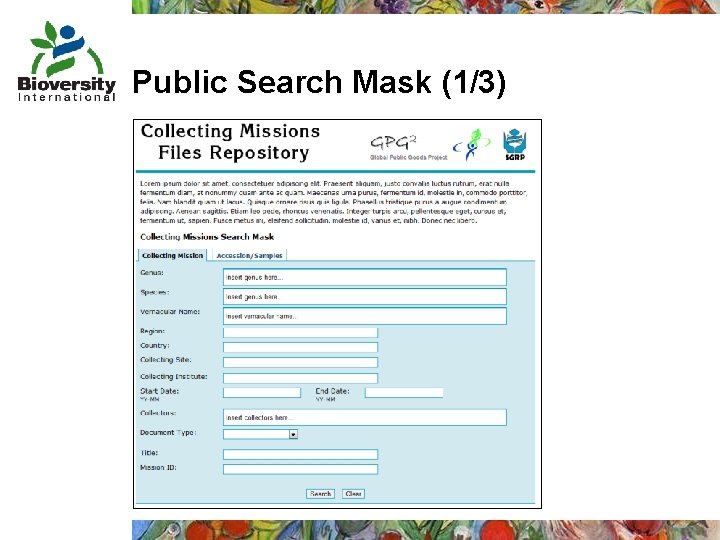 Public Search Mask (1/3) 