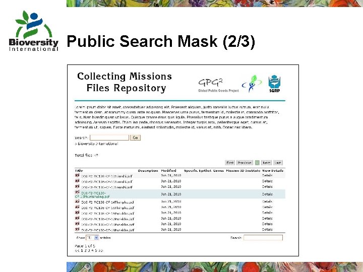 Public Search Mask (2/3) 