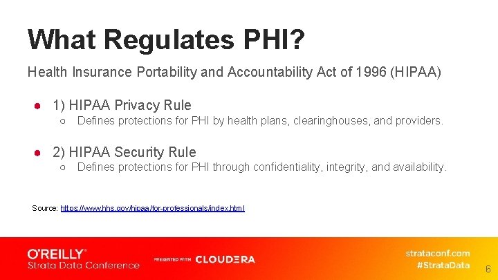 What Regulates PHI? Health Insurance Portability and Accountability Act of 1996 (HIPAA) ● 1)