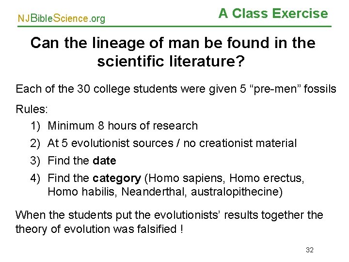 NJBible. Science. org A Class Exercise Can the lineage of man be found in