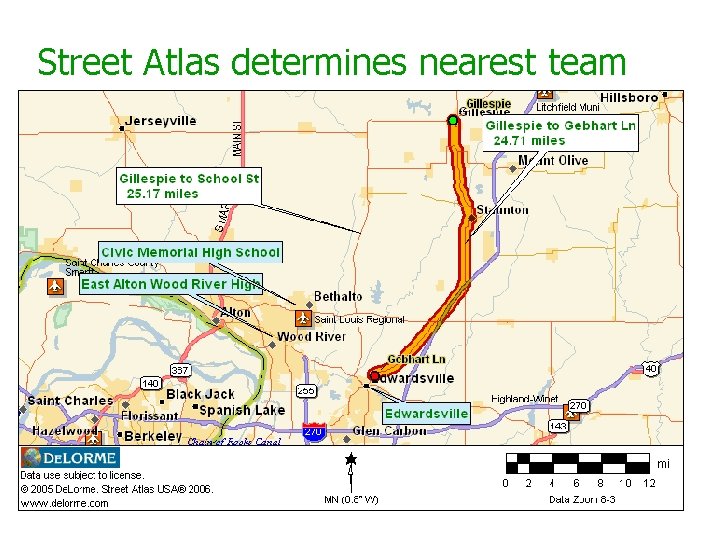 Street Atlas determines nearest team 